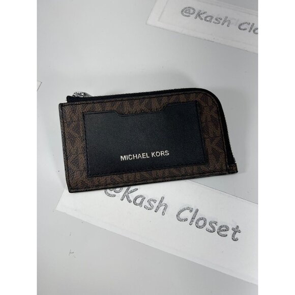 Michael Kors wallet mens cooper logo zip-around wallet brown black - Picture 1 of 4
